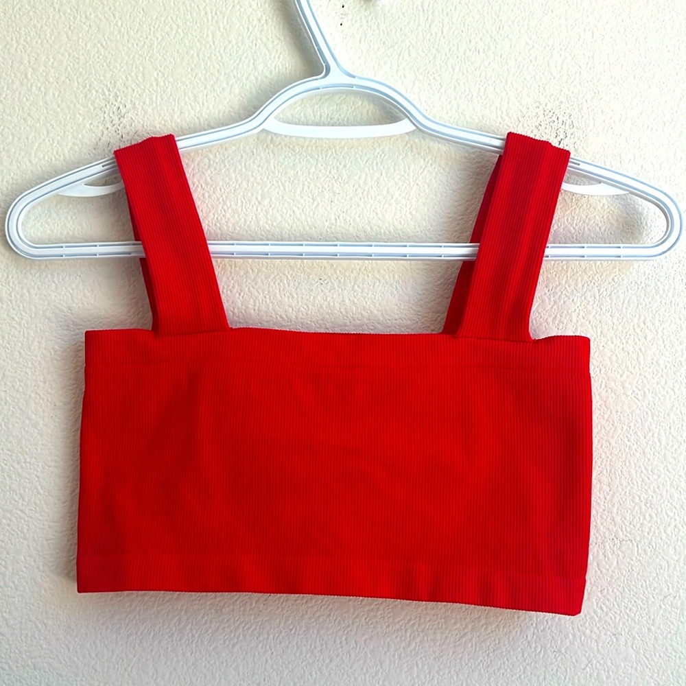 NWOT Spiritual Gangster Red Rib Seamless Bra Size XS/S